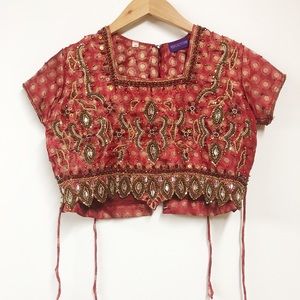 Vintage Embellished Crop Top